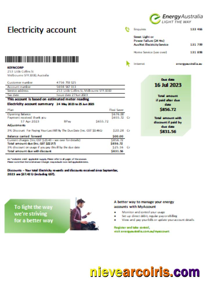Energy Australia electricity utility business bill